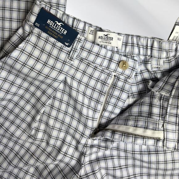 Hollister Ultra High Rise Plaid Blue Dad Pants Brand New - Picture 5 of 7